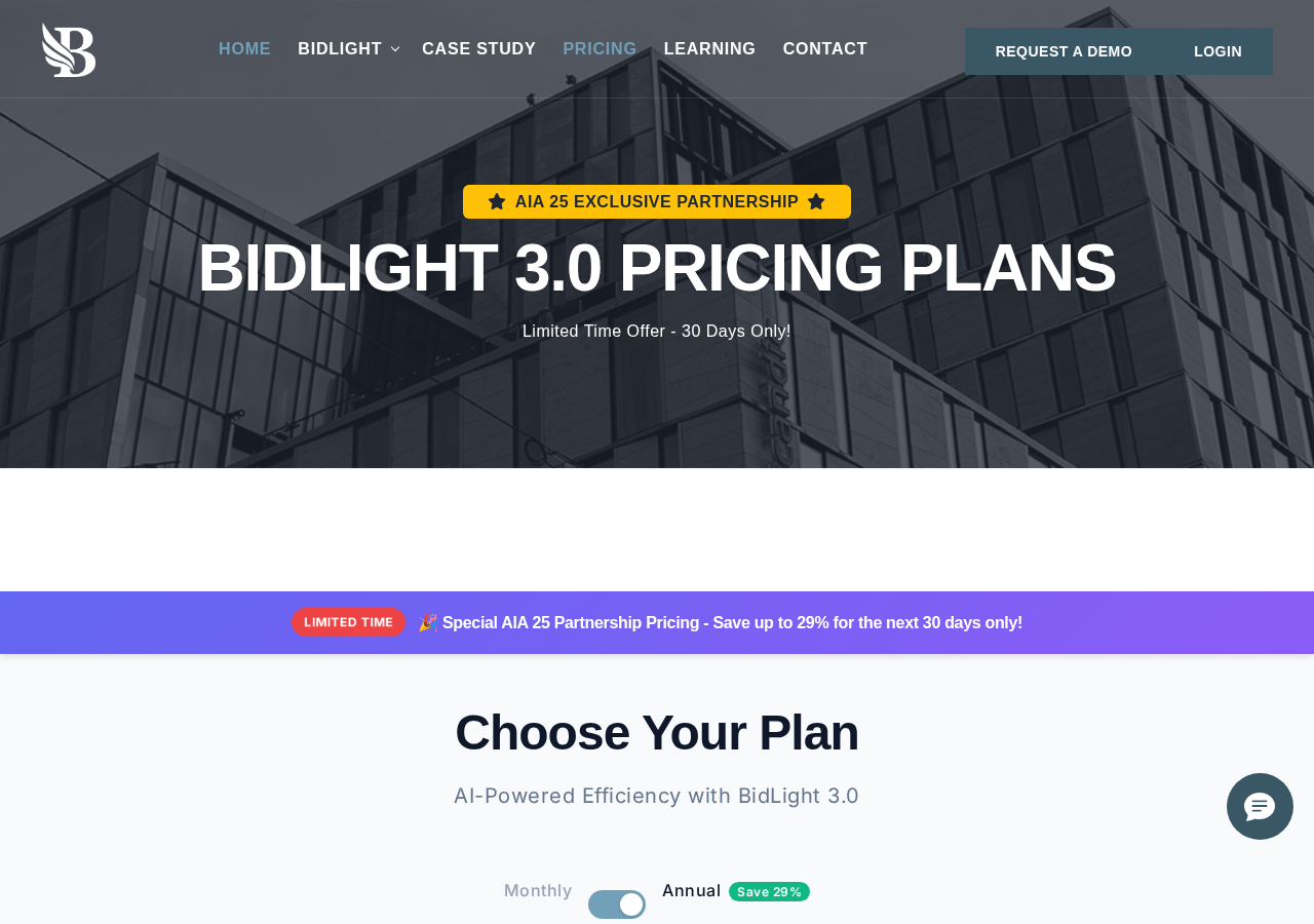 BidLight pricing page
